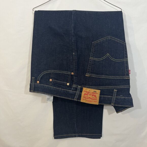 Levis 541 Jeans Mens Tag Size 50x30 Dark Blue Denim Athletic Tapered Fit Stretch - Picture 1 of 5